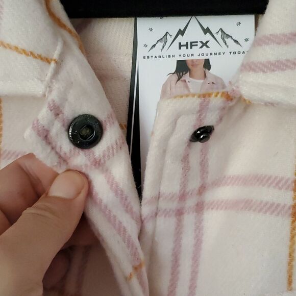 HFX Ladies Shirt Jacket in Pink Plaid Size M - Picture 10 of 16